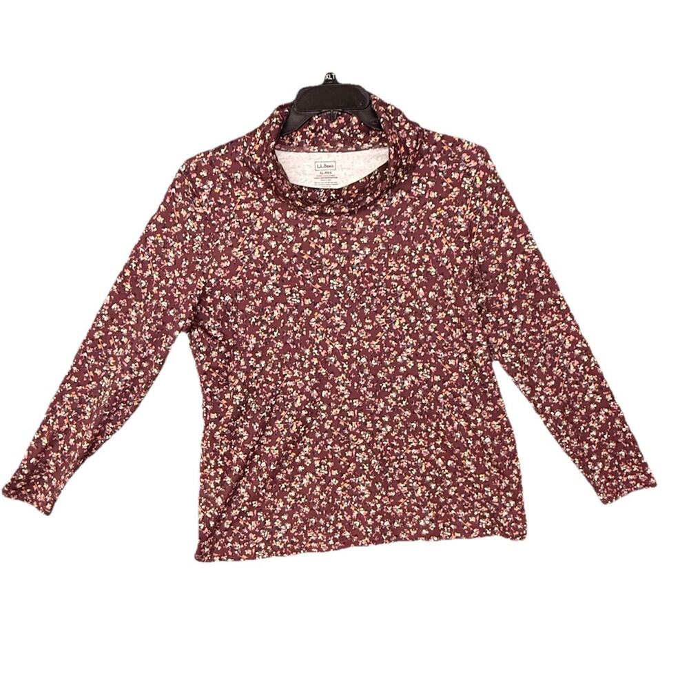Women’s XL LL Bean Supima Cotton Long Sleeve Shirt Cowl Neck Purple Fall